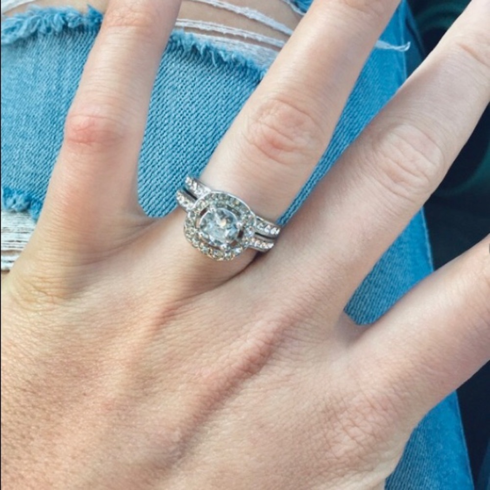 Sparkling White Sapphire & Sterling Ring Set